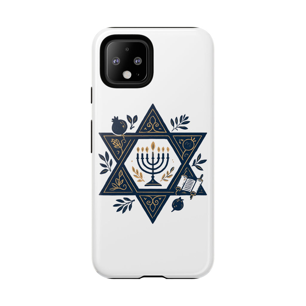 Jewish Star of David Menorah Phone Case — Jewish Hanukkah Symbol Protective Cover