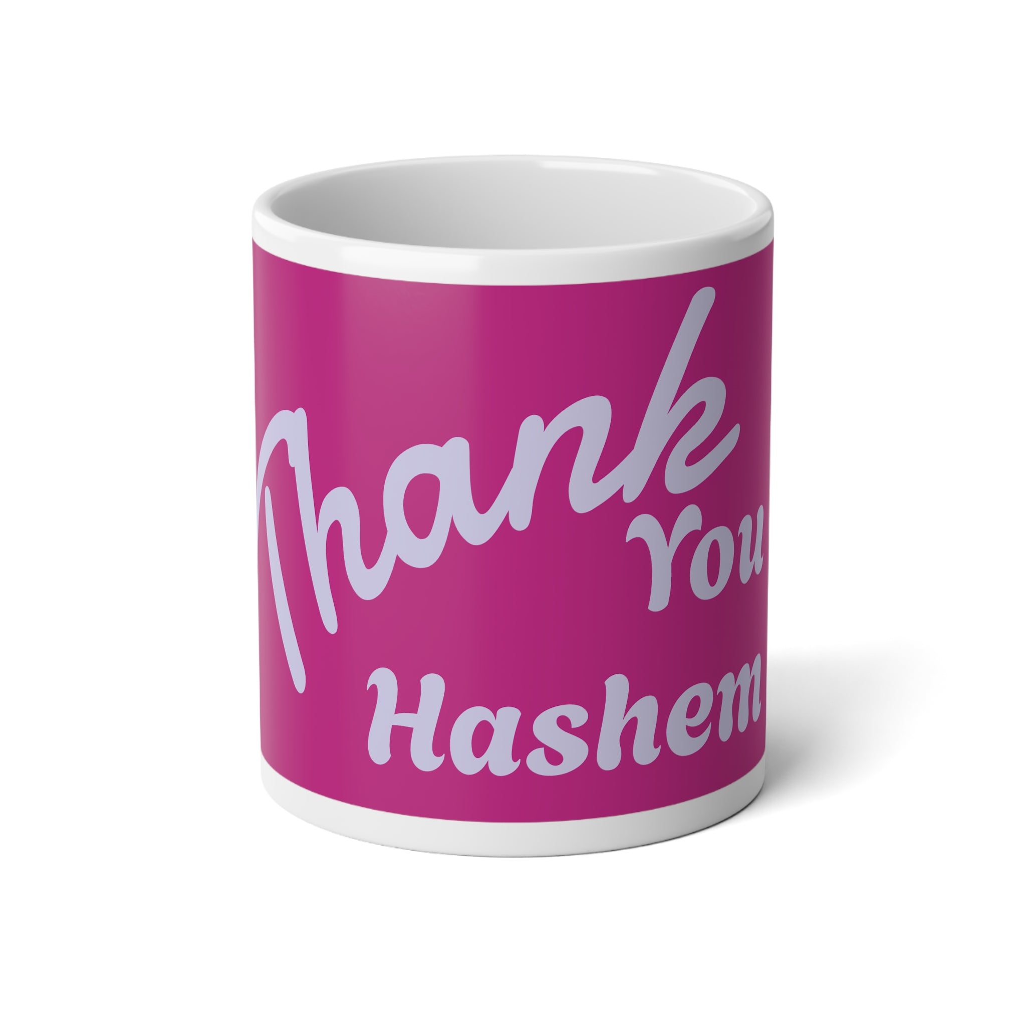 Thank You Hashem 20oz Jumbo Mug — Pink Religious Gratitude Coffee Cup