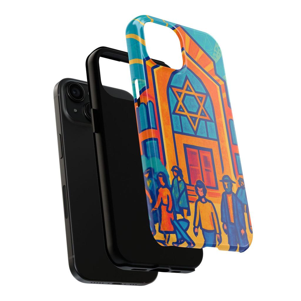 Jewish Synagogue Art Tough Phone Case — Colorful Jewish Community Design