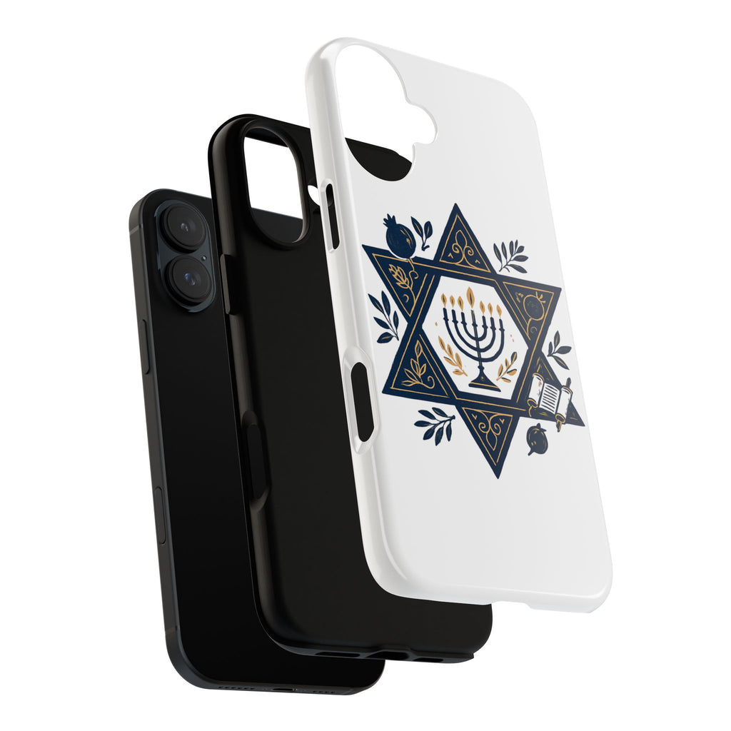 Jewish Star of David Menorah Phone Case — Jewish Hanukkah Symbol Protective Cover