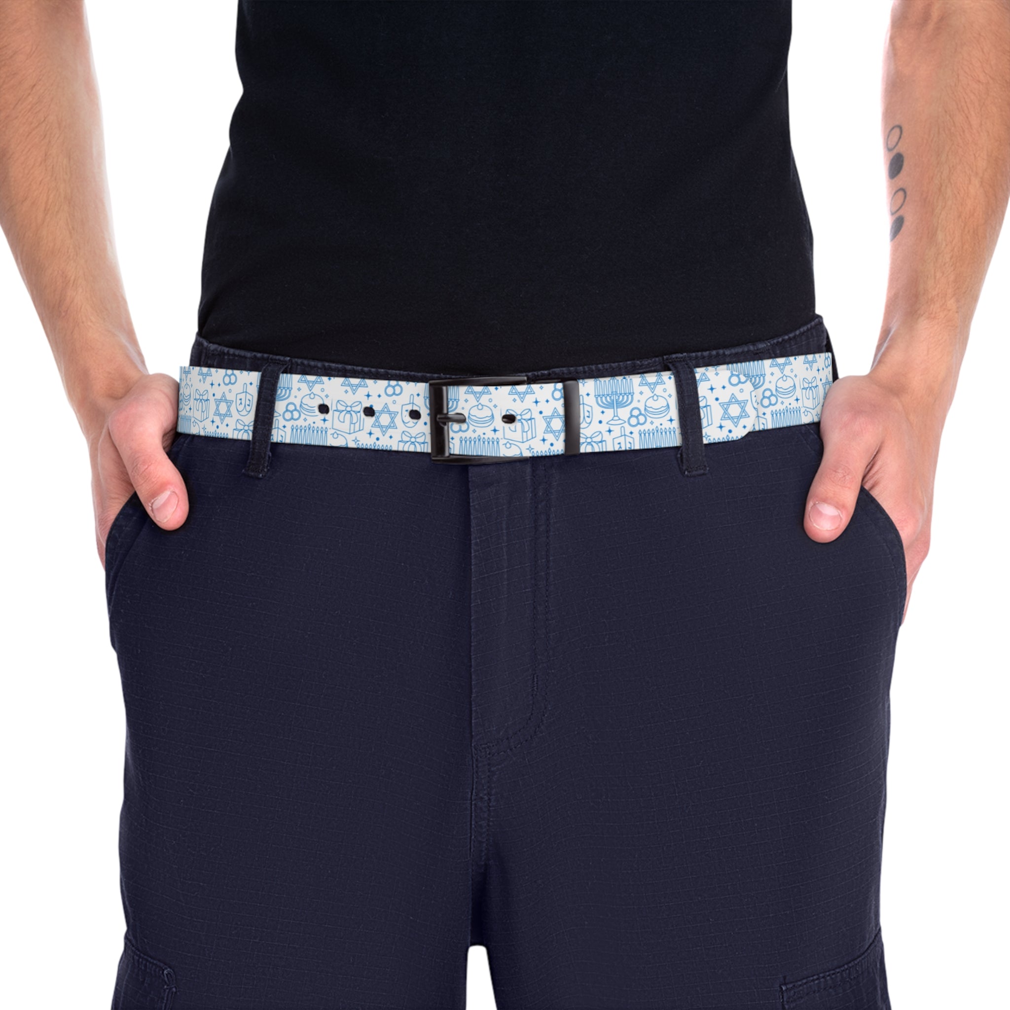 Light Blue Floral Pattern Belt — Casual Denim Accessory