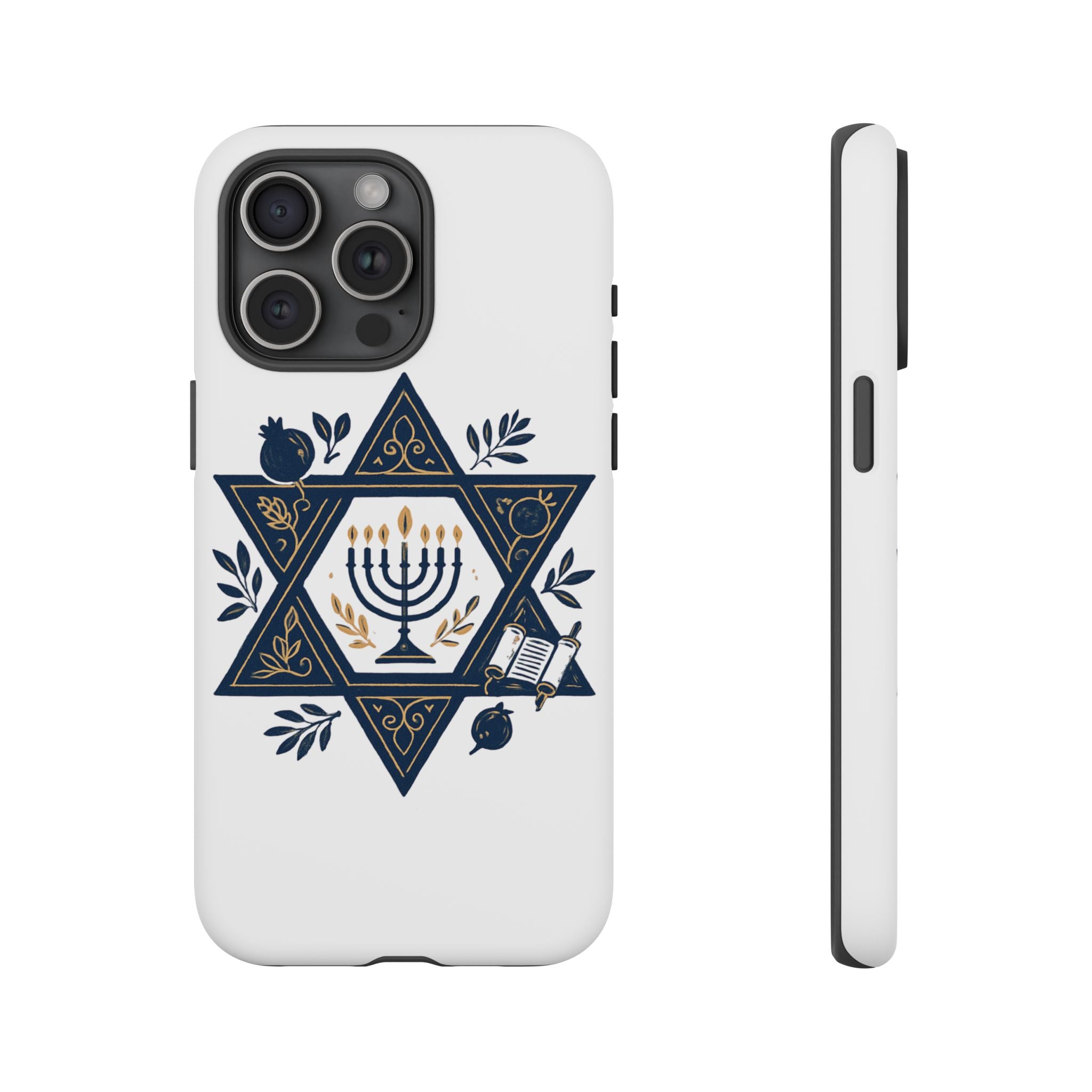 Jewish Star of David Menorah Phone Case — Jewish Hanukkah Symbol Protective Cover