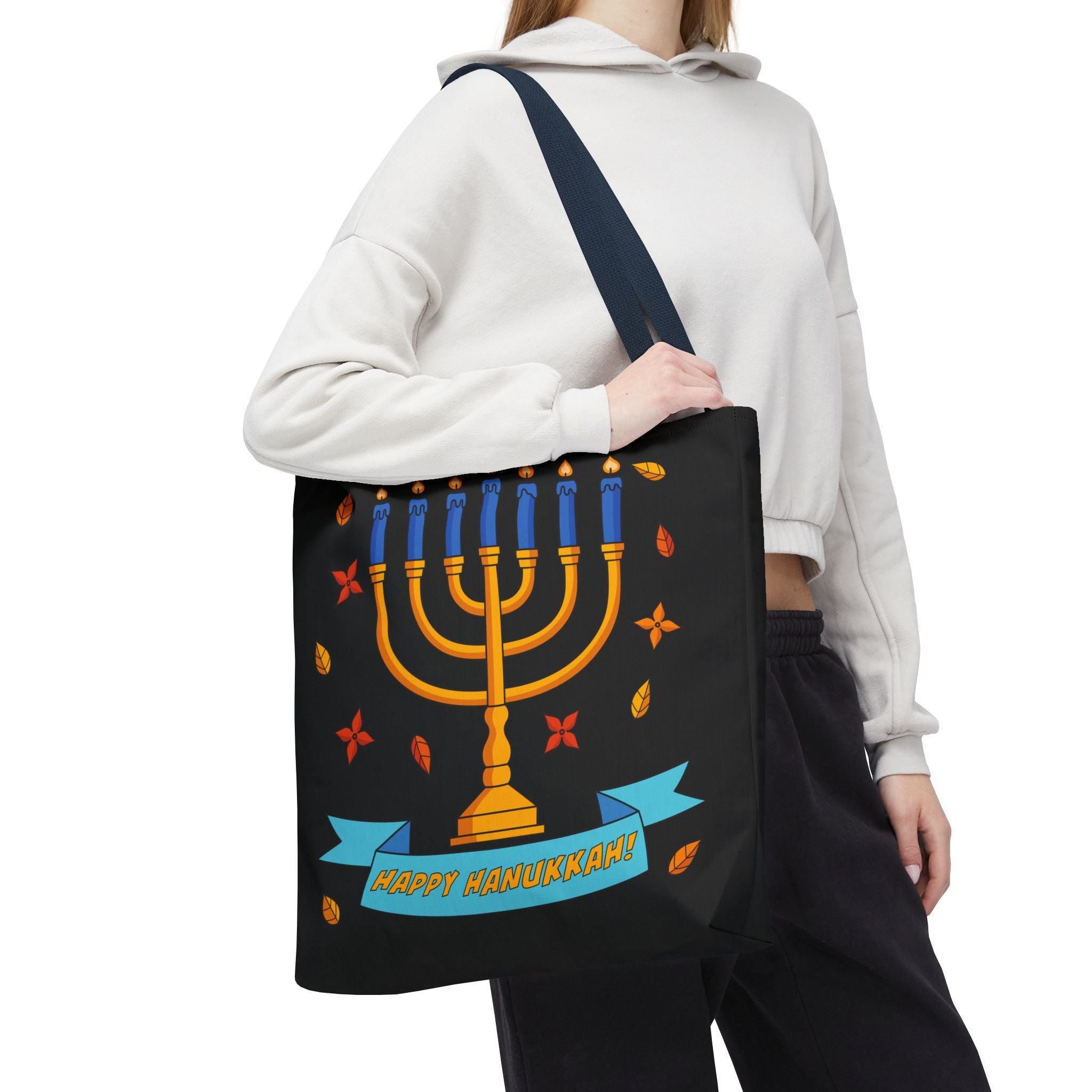 Hanukkah Menorah Tote Bag – "Happy Hanukkah" Holiday Gift Tote
