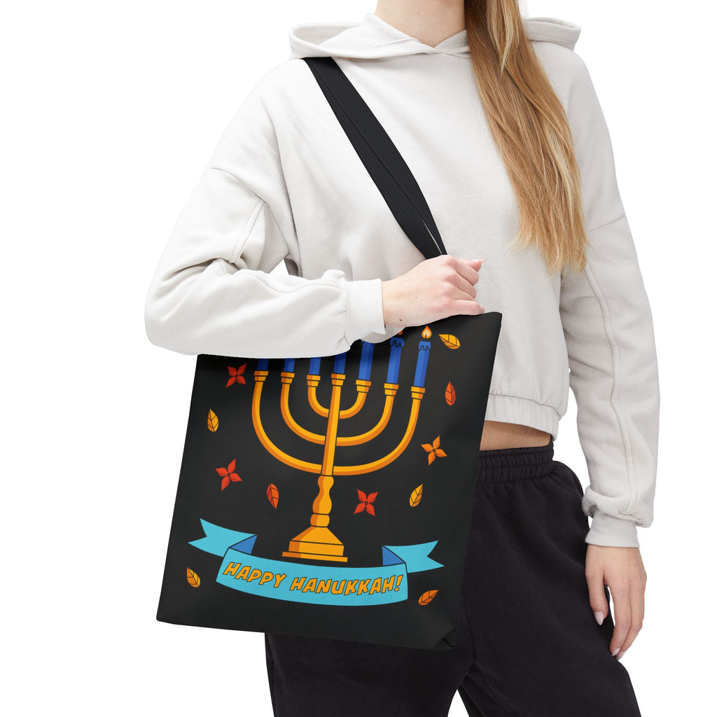 Hanukkah Menorah Tote Bag – "Happy Hanukkah" Holiday Gift Tote
