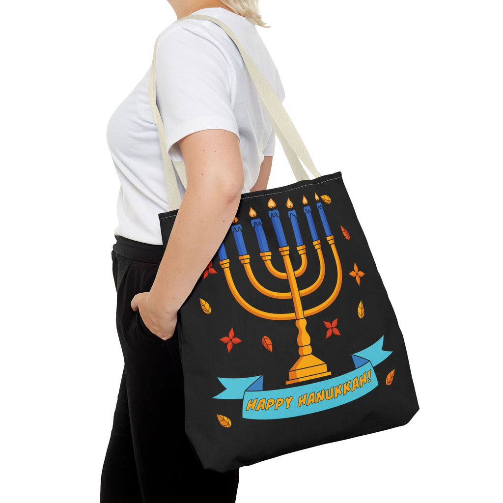 Hanukkah Menorah Tote Bag – "Happy Hanukkah" Holiday Gift Tote