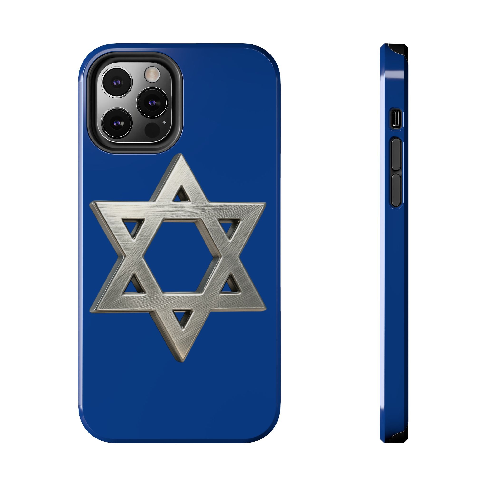 Jewish Blue Phone Case with Silver Star of David – Tough Protective Jewish Religious Design