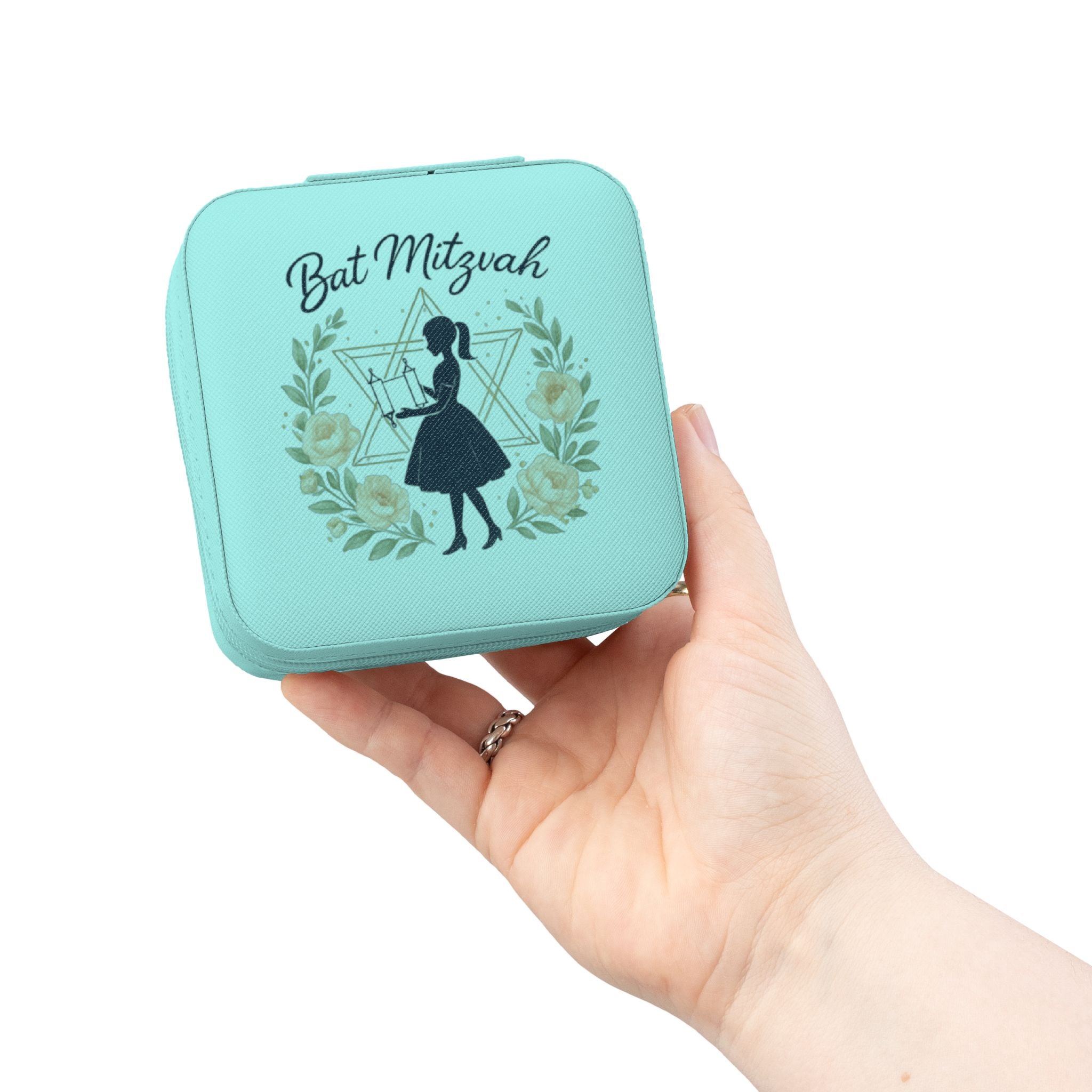 Bat Mitzvah Jewelry Travel Case – Compact Pink Keepsake Organizer