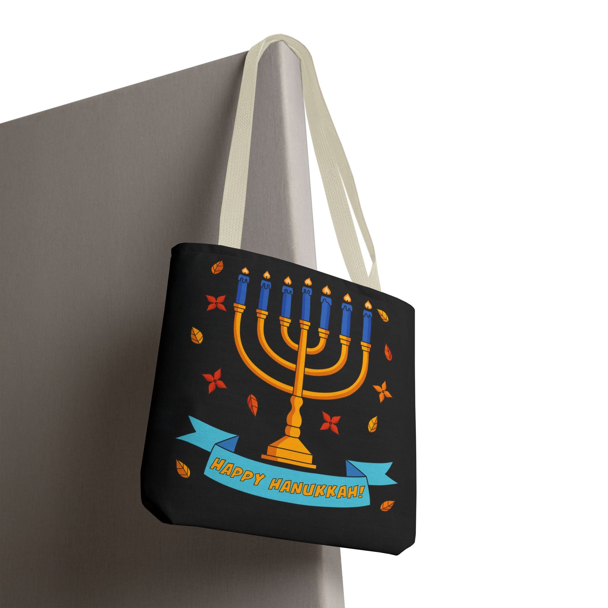 Hanukkah Menorah Tote Bag – "Happy Hanukkah" Holiday Gift Tote