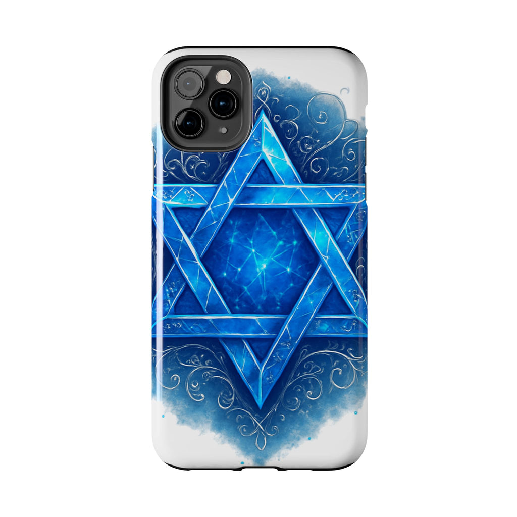 Jewish Star of David Blue Watercolor Tough Phone Case — Protective Jewish Symbol Phone Cover