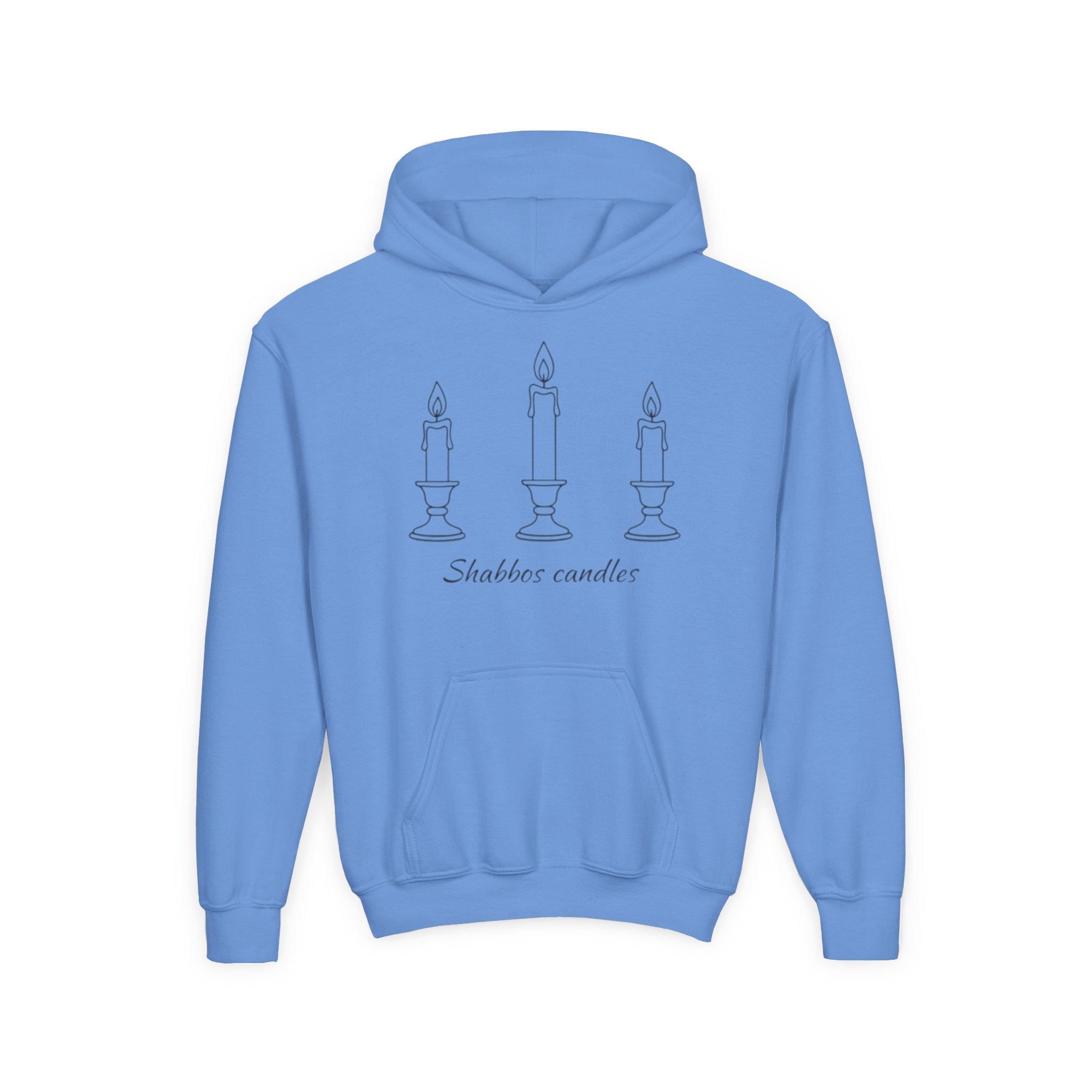 Shabbos Candles Kids Hoodie — Youth Shabbat Candle Lighting Sweatshirt
