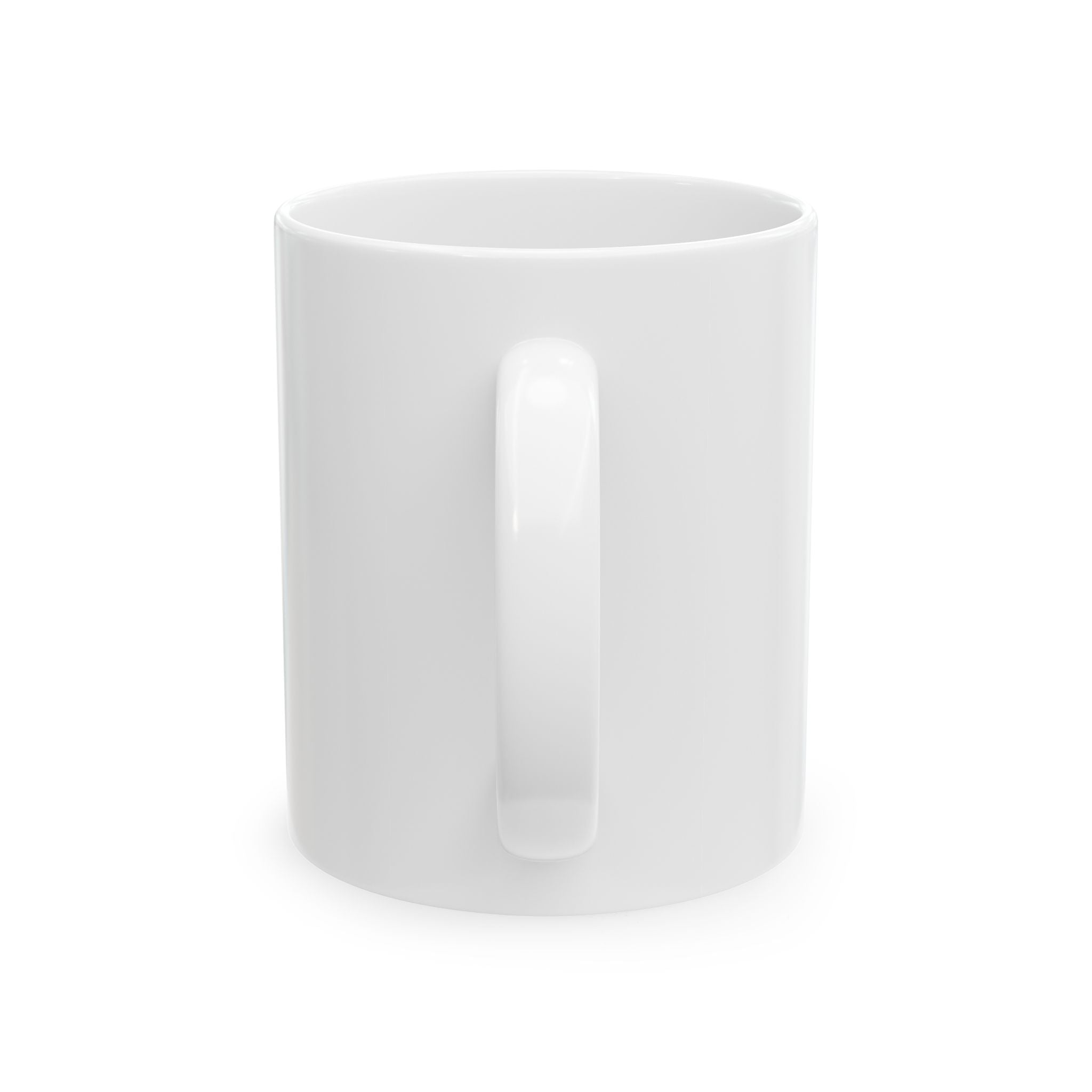 White ceramic mug on a white background