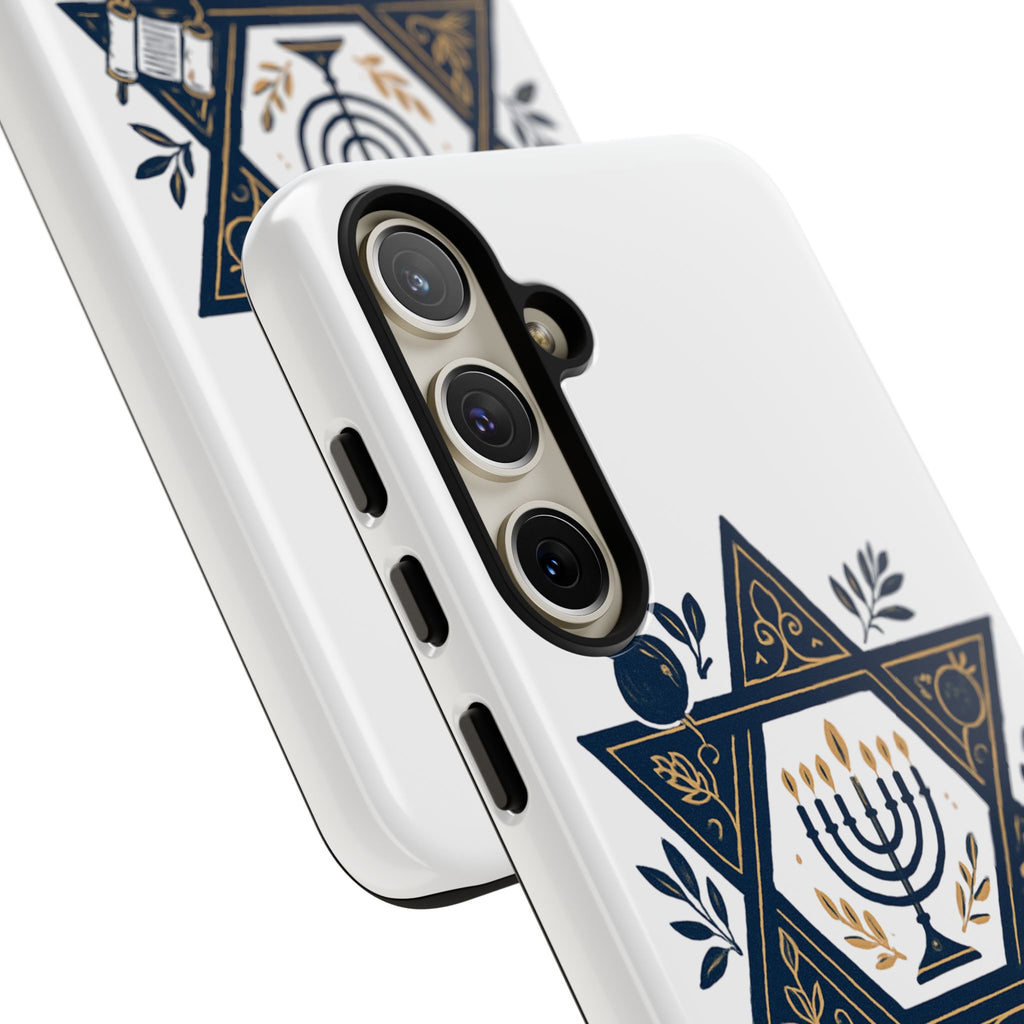 Jewish Star of David Menorah Phone Case — Jewish Hanukkah Symbol Protective Cover