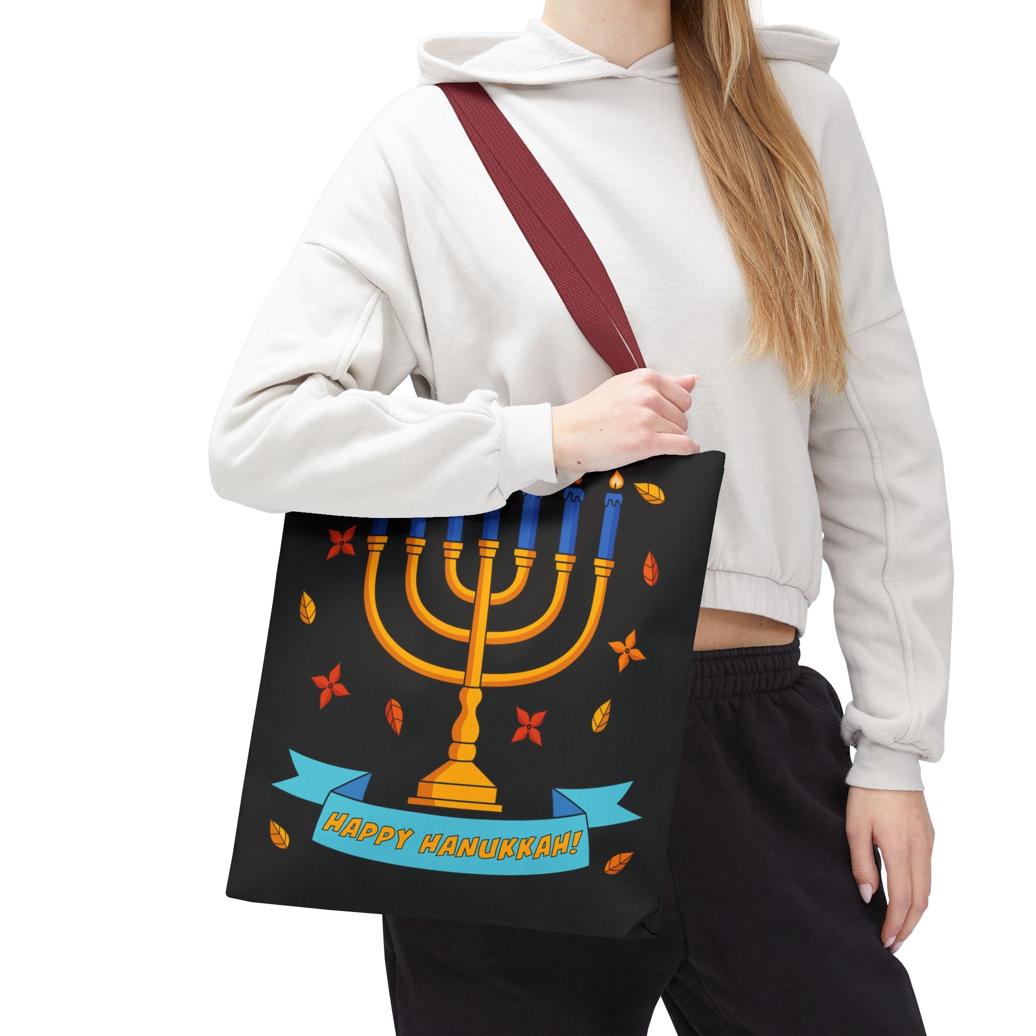 Hanukkah Menorah Tote Bag – "Happy Hanukkah" Holiday Gift Tote