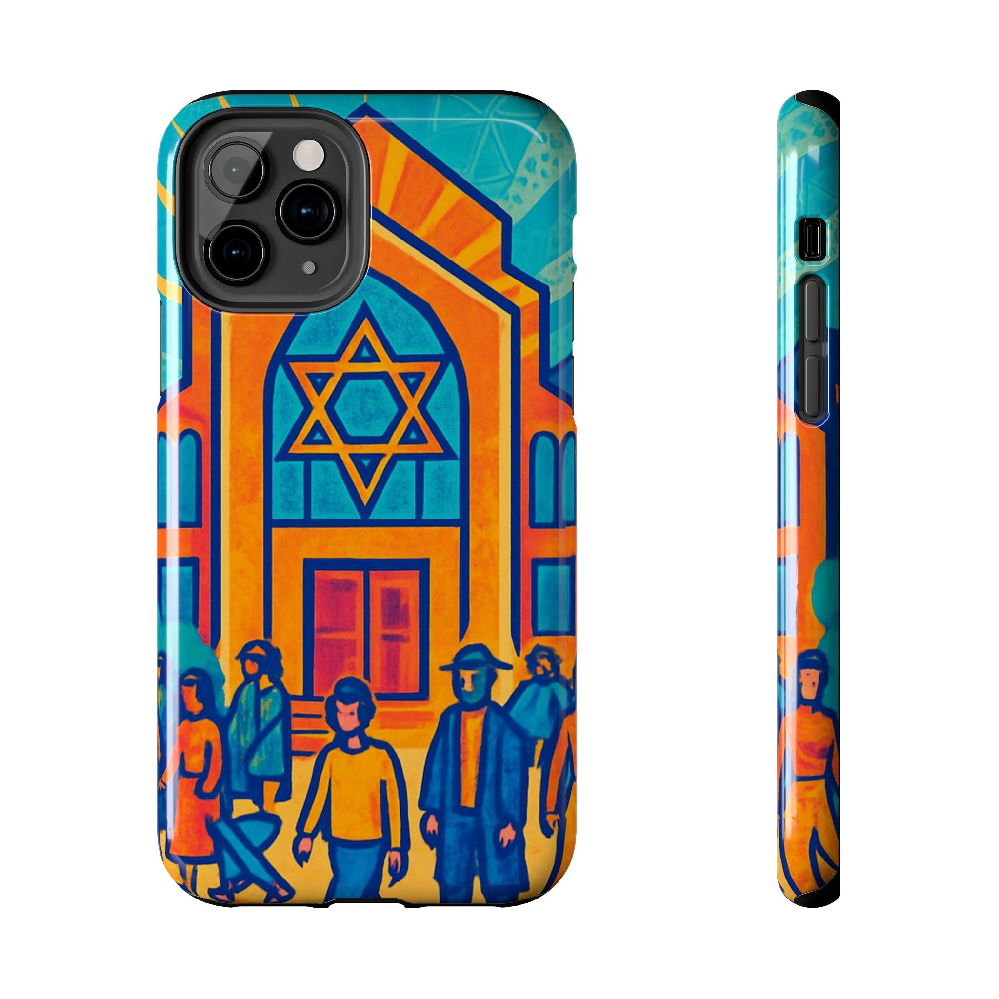 Jewish Synagogue Art Tough Phone Case — Colorful Jewish Community Design