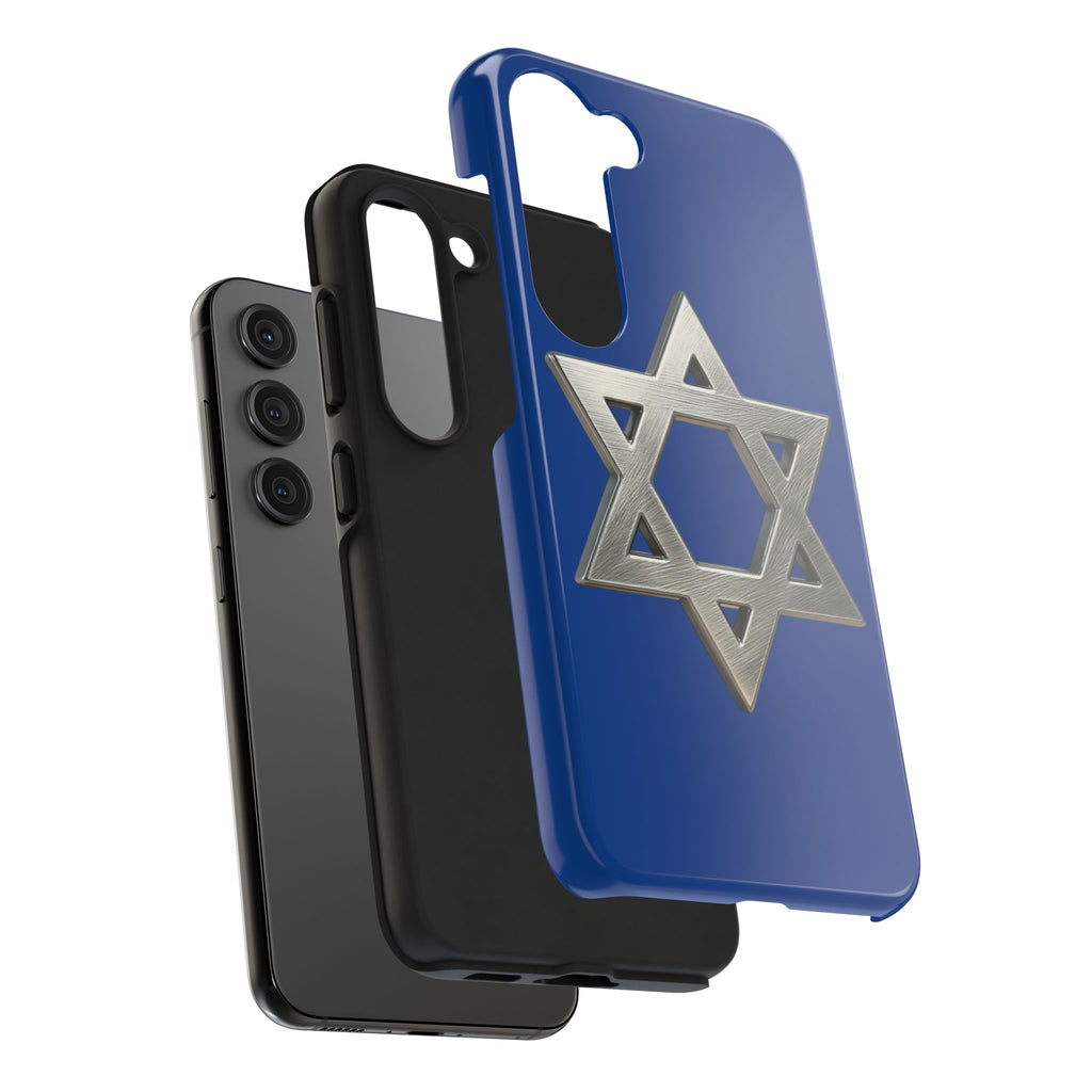 Jewish Blue Phone Case with Silver Star of David – Tough Protective Jewish Religious Design