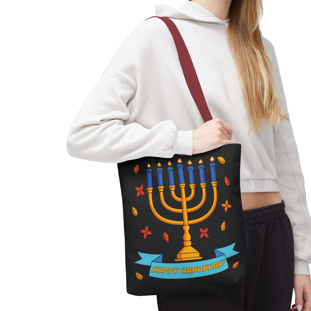 Hanukkah Menorah Tote Bag – "Happy Hanukkah" Holiday Gift Tote