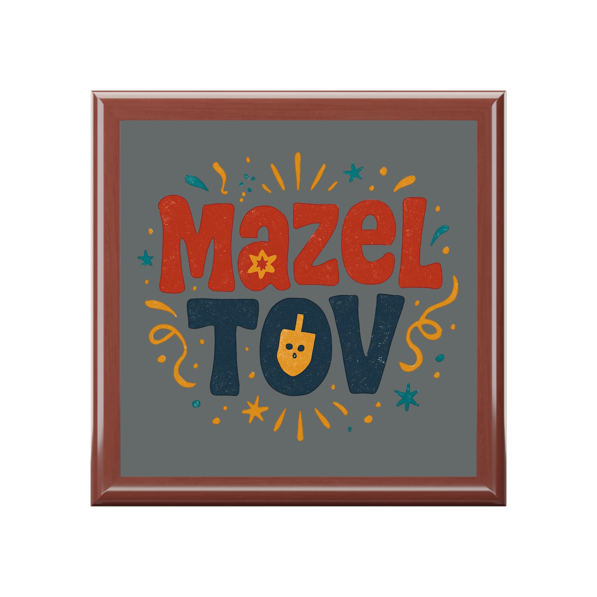 Mazel Tov Jewelry Box — Celebration Keepsake Box with Dreidel Design