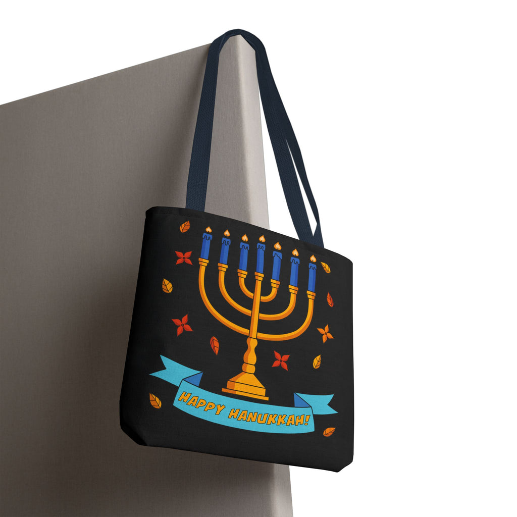 Hanukkah Menorah Tote Bag – "Happy Hanukkah" Holiday Gift Tote