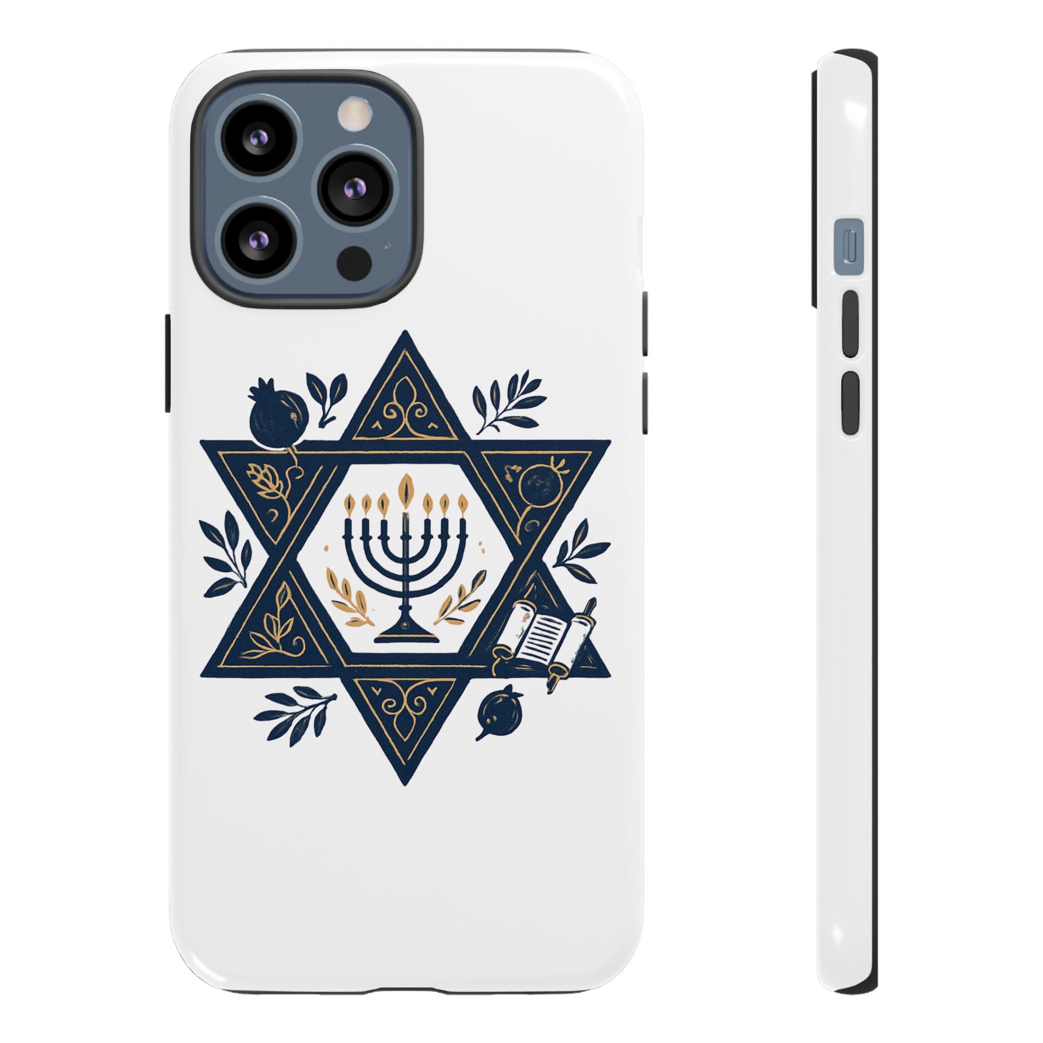Jewish Star of David Menorah Phone Case — Jewish Hanukkah Symbol Protective Cover