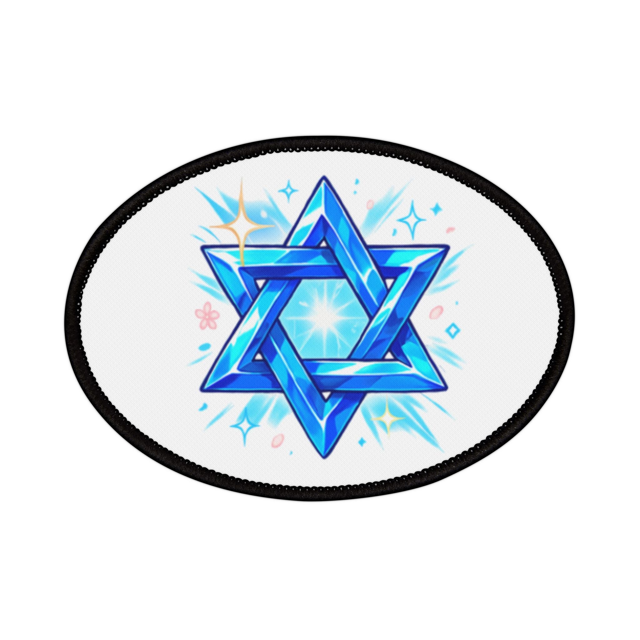 Star of David Iron-On Patch — Sparkling Blue Judaica Patch for Jackets & Bags