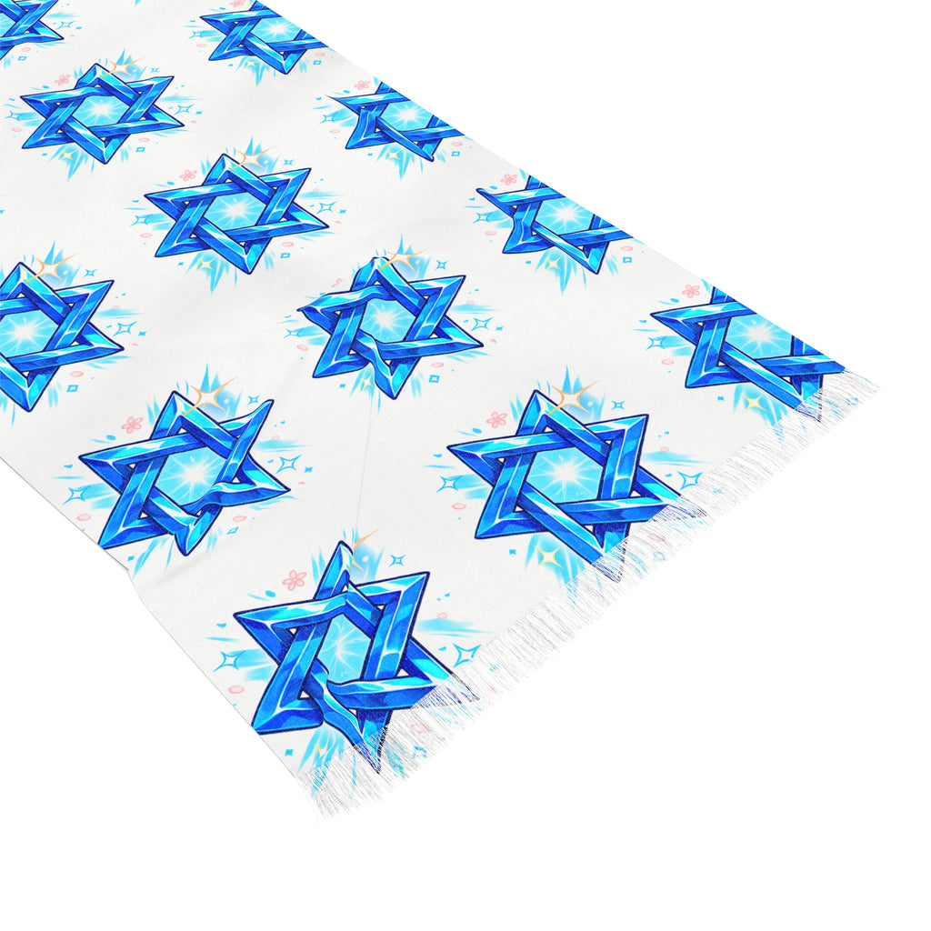 Star of David Light Scarf — Blue Hanukkah Prayer Shawl