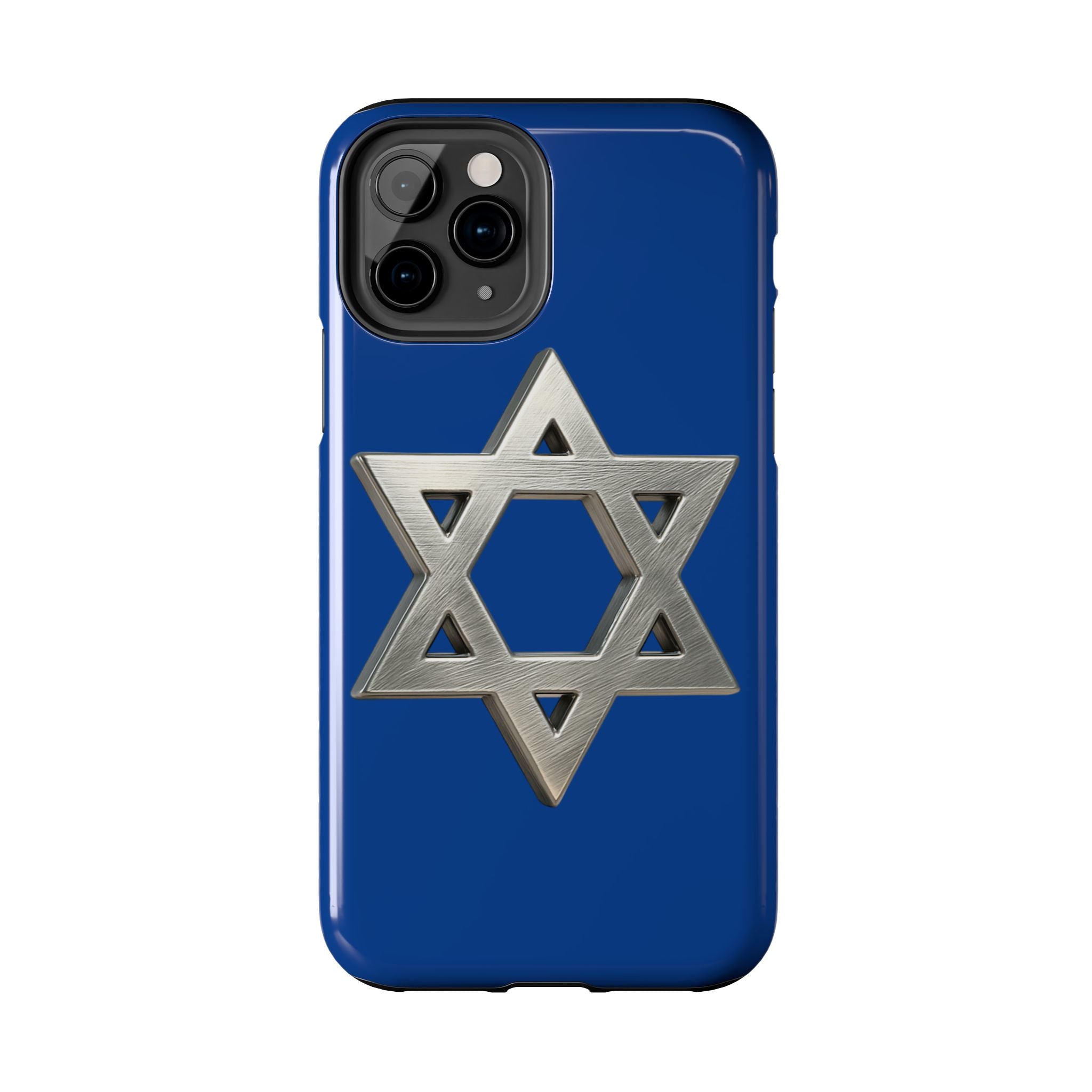 Jewish Blue Phone Case with Silver Star of David – Tough Protective Jewish Religious Design