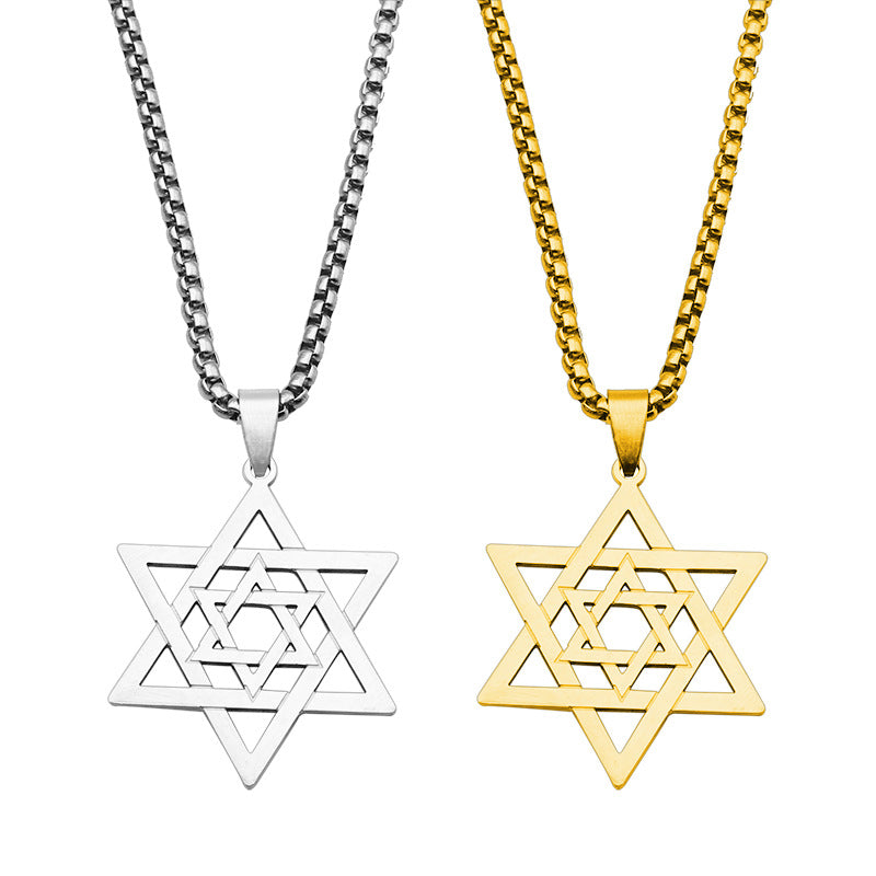 Jewish Six-pointed Star Edge Symbol Pendant Necklace