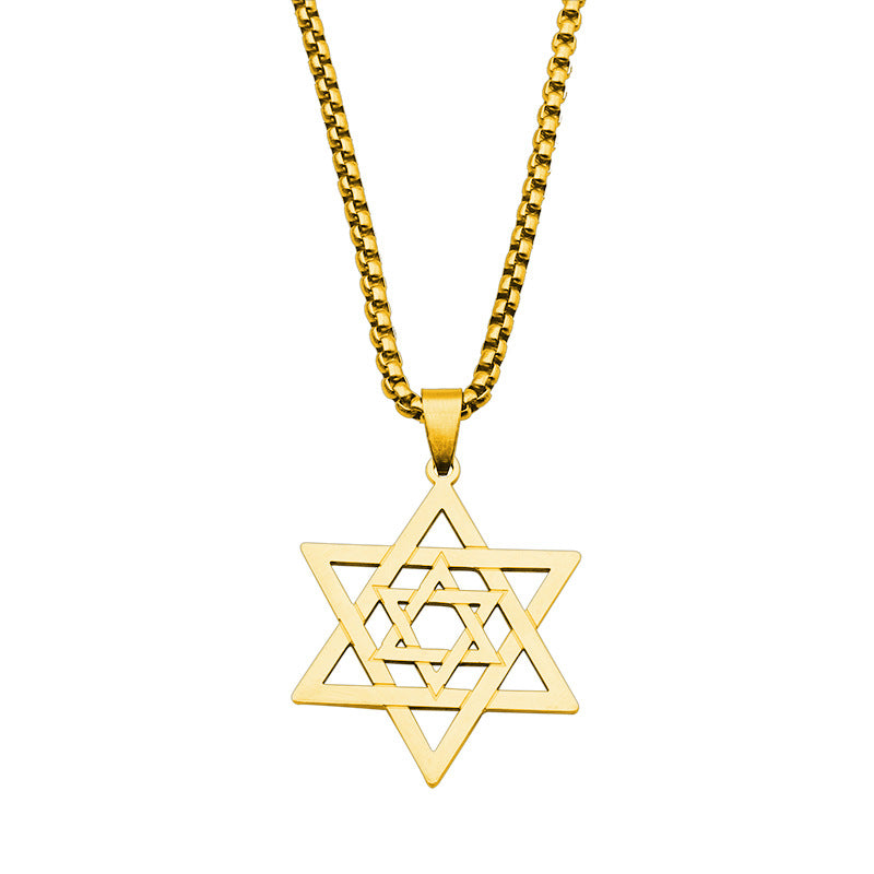 Jewish Six-pointed Star Edge Symbol Pendant Necklace